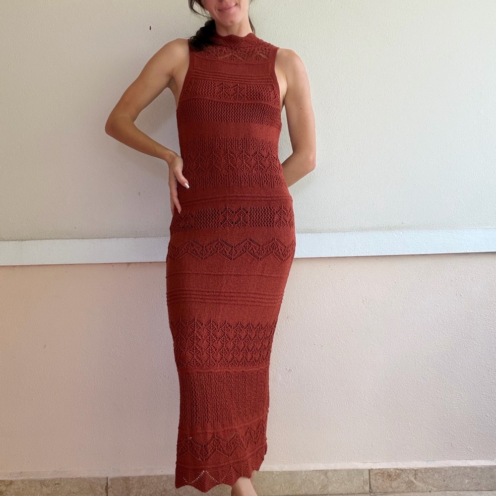 Anthropologie Terracotta Sleeveless Midi Dress